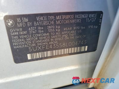 Zdjęcie 13 z 13 samochodu: 2008 BMW X5 3.0I VIN:5UXFE43558L004743 - miniatura