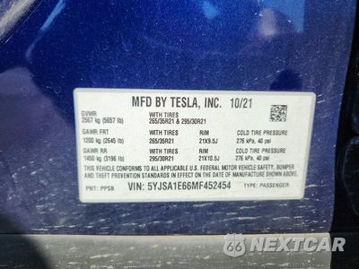 Zdjęcie 12 z 12 samochodu: 2021 TESLA MODEL S VIN:5YJSA1E66MF452454 - miniatura