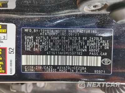 Zdjęcie 12 z 12 samochodu: 2021 TOYOTA CAMRY SE VIN:4T1G11AK6MU597182 - miniatura