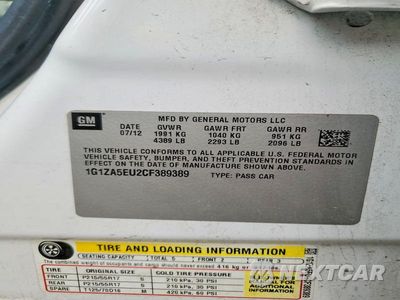 Zdjęcie 12 z 12 samochodu: 2012 CHEVROLET MALIBU LS VIN:1G1ZA5EU2CF389389 - miniatura