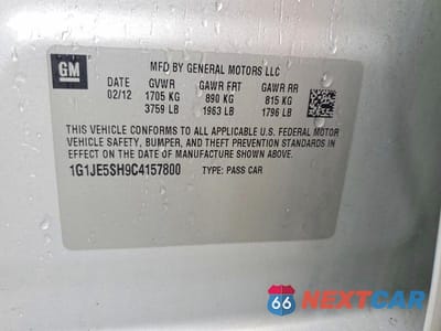 Zdjęcie 12 z 12 samochodu: 2012 CHEVROLET SONIC LTZ VIN:1G1JE5SH9C4157800 - miniatura
