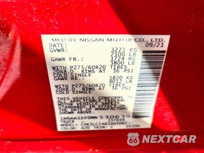 Zdjęcie 12 z 12 samochodu: 2021 NISSAN TITAN SV VIN:1N6AA1EF0MN530639 - miniatura