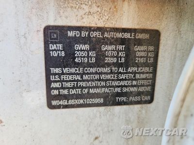Zdjęcie 12 z 12 samochodu: 2019 BUICK REGAL PREFERRED VIN:W04GL6SX0K1025958 - miniatura