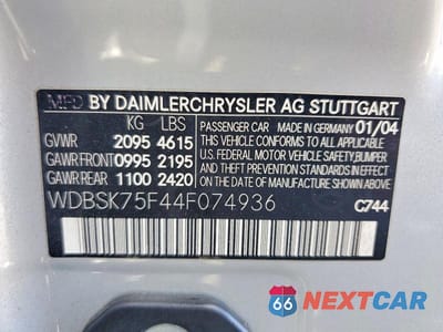 Zdjęcie 13 z 13 samochodu: 2004 MERCEDES-BENZ SL 500 VIN:WDBSK75F44F074936 - miniatura
