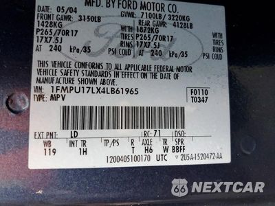 Zdjęcie 14 z 14 samochodu: 2004 FORD EXPEDITION EDDIE BAUER VIN:1FMPU17LX4LB61965 - miniatura