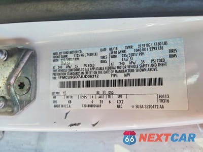 Zdjęcie 13 z 13 samochodu: 2018 FORD ESCAPE SE VIN:1FMCU9GD7JUD06312 - miniatura