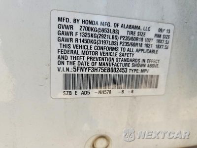 Zdjęcie 13 z 13 samochodu: 2014 HONDA PILOT EXLN VIN:5FNYF3H75EB002453 - miniatura