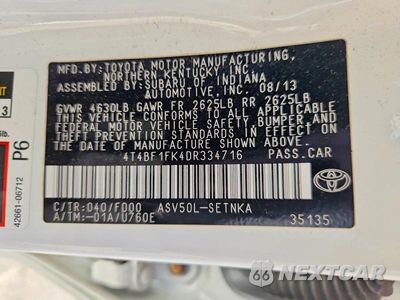 Zdjęcie 12 z 12 samochodu: 2013 TOYOTA CAMRY LE VIN:4T4BF1FK4DR334716 - miniatura