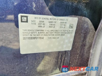 Zdjęcie 12 z 12 samochodu: 2015 CHEVROLET IMPALA LTZ VIN:2G1165S38F9170542 - miniatura