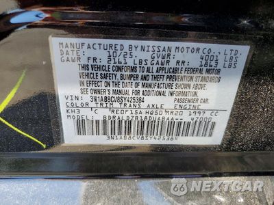 Zdjęcie 12 z 12 samochodu: 2025 NISSAN SENTRA SV VIN:3N1AB8CV8SY425384 - miniatura
