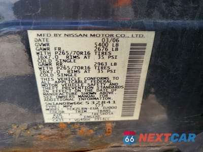 Zdjęcie 14 z 14 samochodu: 2006 NISSAN XTERRA X VIN:5N1AN08W66C532841 - miniatura