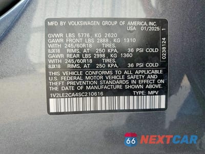 Zdjęcie 12 z 12 samochodu: 2025 VOLKSWAGEN ATLAS CROSS SPORT SE VIN:1V2LE2CA4SC210616 - miniatura