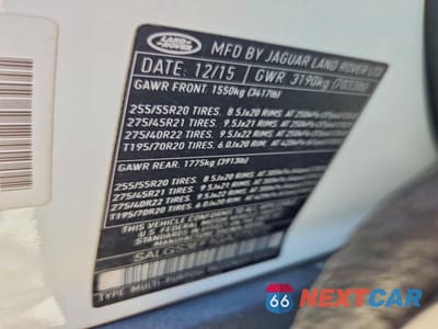 Zdjęcie 13 z 13 samochodu: 2016 LAND ROVER RANGE ROVER SUPERCHARGED VIN:SALGS3EF1GA273372 - miniatura