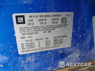 Zdjęcie 12 z 12 samochodu: 2016 BUICK ENCORE VIN:KL4CJCSB3GB716197 - miniatura