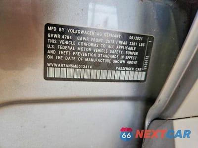 Zdjęcie 12 z 12 samochodu: 2021 VOLKSWAGEN ARTEON SE VIN:WVWAR7AN5ME013414 - miniatura