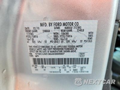Zdjęcie 12 z 12 samochodu: 2010 FORD ESCAPE LIMITED VIN:1FMCU9EG6AKB95907 - miniatura