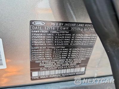 Zdjęcie 12 z 12 samochodu: 2017 LAND ROVER RANGE ROVER HSE VIN:SALGS2FV0HA328055 - miniatura