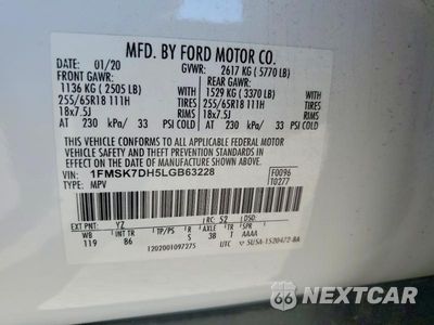 Zdjęcie 13 z 13 samochodu: 2020 FORD EXPLORER XLT VIN:1FMSK7DH5LGB63228 - miniatura