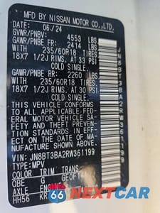Zdjęcie 14 z 14 samochodu: 2024 NISSAN ROGUE SV VIN:JN8BT3BA2RW361199 - miniatura