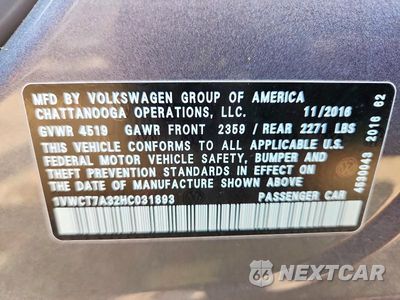 Zdjęcie 13 z 13 samochodu: 2017 VOLKSWAGEN PASSAT SEL PREMIUM VIN:1VWCT7A32HC031893 - miniatura