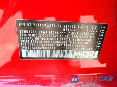 Zdjęcie 12 z 12 samochodu: 2021 VOLKSWAGEN GTI S VIN:3VW5T7AU9MM006838 - miniatura