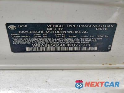 Zdjęcie 13 z 13 samochodu: 2017 BMW 320 XI VIN:WBA8E5G58HNU22371 - miniatura