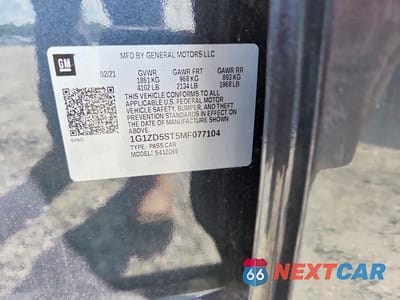 Zdjęcie 12 z 12 samochodu: 2021 CHEVROLET MALIBU LT VIN:1G1ZD5ST5MF077104 - miniatura