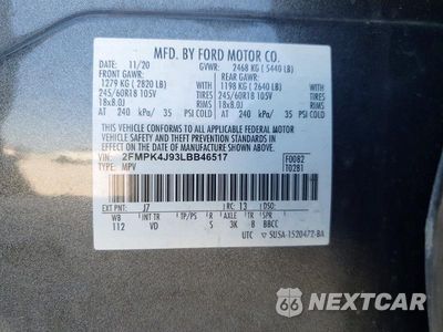 Zdjęcie 13 z 13 samochodu: 2020 FORD EDGE SEL VIN:2FMPK4J93LBB46517 - miniatura