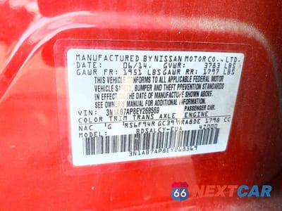 Zdjęcie 12 z 12 samochodu: 2014 NISSAN SENTRA S VIN:3N1AB7AP8EY268569 - miniatura