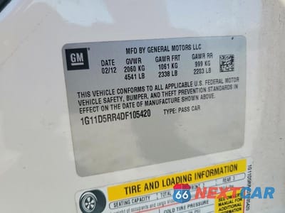 Zdjęcie 12 z 12 samochodu: 2013 CHEVROLET MALIBU 1LT VIN:1G11D5RR4DF105420 - miniatura