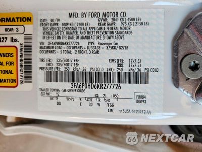 Zdjęcie 13 z 13 samochodu: 2019 FORD FUSION SE VIN:3FA6P0HD6KR277726 - miniatura