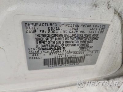 Zdjęcie 12 z 12 samochodu: 2016 NISSAN SENTRA SV VIN:3N1AB7AP4GL662148 - miniatura