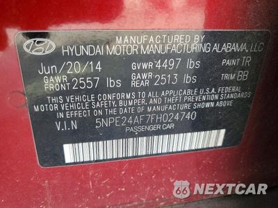 Zdjęcie 12 z 12 samochodu: 2015 HYUNDAI SONATA SE VIN:5NPE24AF7FH024740 - miniatura