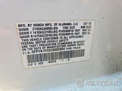 Zdjęcie 13 z 13 samochodu: 2014 HONDA RIDGELINE RTL VIN:5FPYK1F5XEB005924 - miniatura