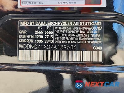 Zdjęcie 12 z 12 samochodu: 2007 MERCEDES-BENZ S 550 VIN:WDDNG71X37A139586 - miniatura