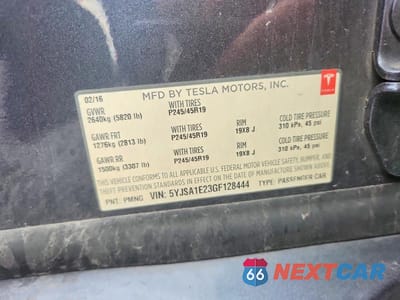 Zdjęcie 13 z 13 samochodu: 2016 TESLA MODEL S VIN:5YJSA1E23GF128444 - miniatura