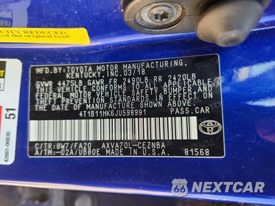 Zdjęcie 12 z 12 samochodu: 2018 TOYOTA CAMRY LE VIN:4T1B11HK6JU598991 - miniatura