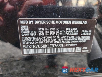 Zdjęcie 13 z 13 samochodu: 2019 BMW X3 SDRIVE30I VIN:5UXTR7C58KLE97689 - miniatura