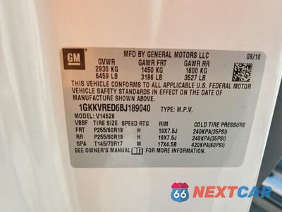 Zdjęcie 13 z 13 samochodu: 2011 GMC ACADIA SLT-1 VIN:1GKKVRED6BJ189040 - miniatura
