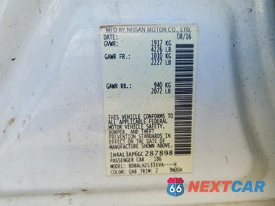 Zdjęcie 12 z 12 samochodu: 2016 NISSAN ALTIMA 2.5 SR VIN:1N4AL3AP6GC287898 - miniatura