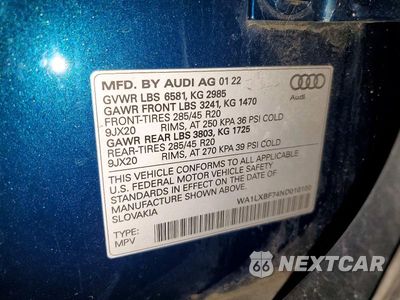 Zdjęcie 14 z 14 samochodu: 2022 AUDI Q7 VIN:WA1LXBF74ND010100 - miniatura
