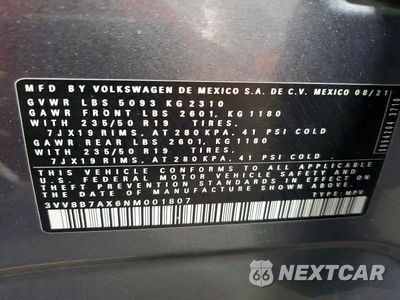 Zdjęcie 13 z 13 samochodu: 2022 VOLKSWAGEN TIGUAN SE R-LINE BLACK VIN:3VV8B7AX6NM001807 - miniatura