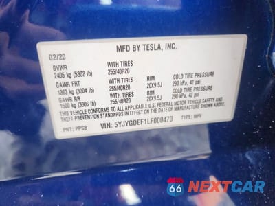 Zdjęcie 14 z 14 samochodu: 2020 TESLA MODEL Y VIN:5YJYGDEF1LF000470 - miniatura