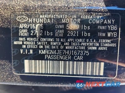 Zdjęcie 13 z 13 samochodu: 2017 GENESIS G80 3.8 VIN:KMHGN4JE7HU167375 - miniatura
