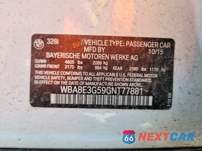 Zdjęcie 12 z 12 samochodu: 2016 BMW 328 XI SULEV VIN:WBA8E3G59GNT77881 - miniatura