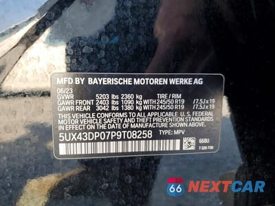 Zdjęcie 12 z 12 samochodu: 2023 BMW X3 SDRIVE30I VIN:5UX43DP07P9T08258 - miniatura