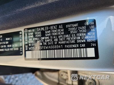Zdjęcie 13 z 13 samochodu: 1998 MERCEDES-BENZ E 320 VIN:WDBJF65F6WA668941 - miniatura