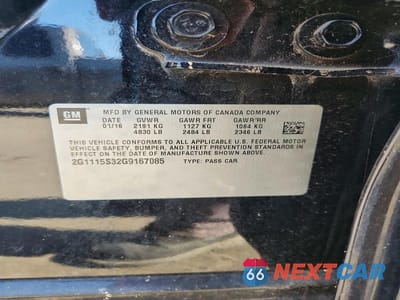 Zdjęcie 12 z 12 samochodu: 2016 CHEVROLET IMPALA LT VIN:2G1115S32G9167085 - miniatura