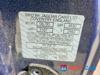 Zdjęcie 12 z 12 samochodu: 2000 JAGUAR XK8 VIN:SAJJA42C5YNA10400 - miniatura