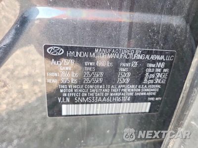 Zdjęcie 13 z 13 samochodu: 2020 HYUNDAI SANTA FE SEL 2.0T VIN:5NMS33AA6LH161174 - miniatura